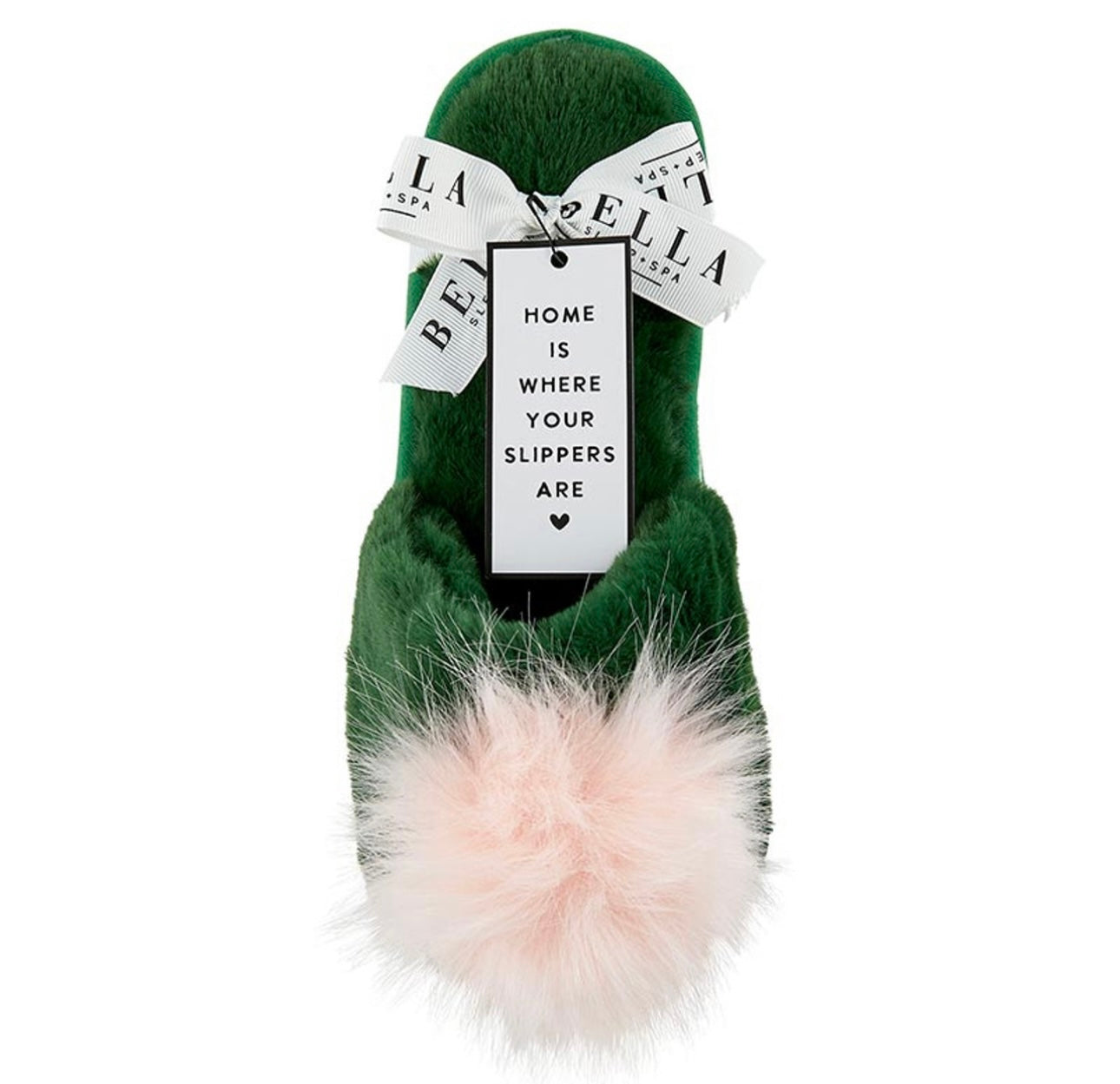 Plush Slippers with Blush Pom Pom