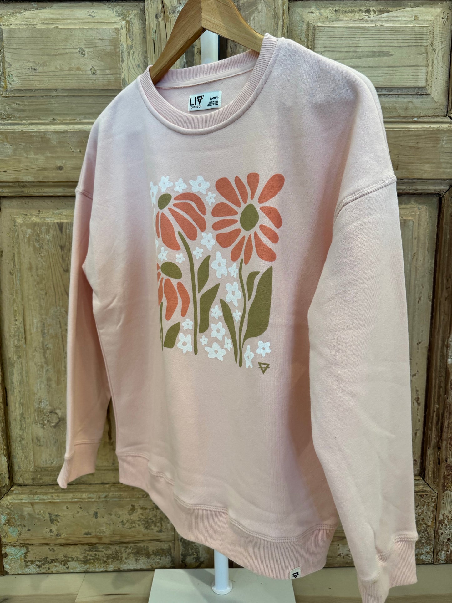 Pink floral crewneck