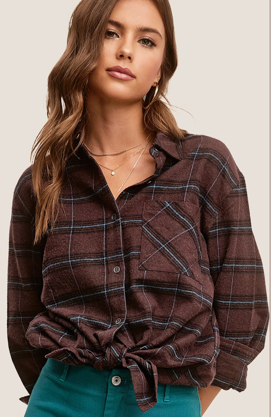 Merlot plaid flannel