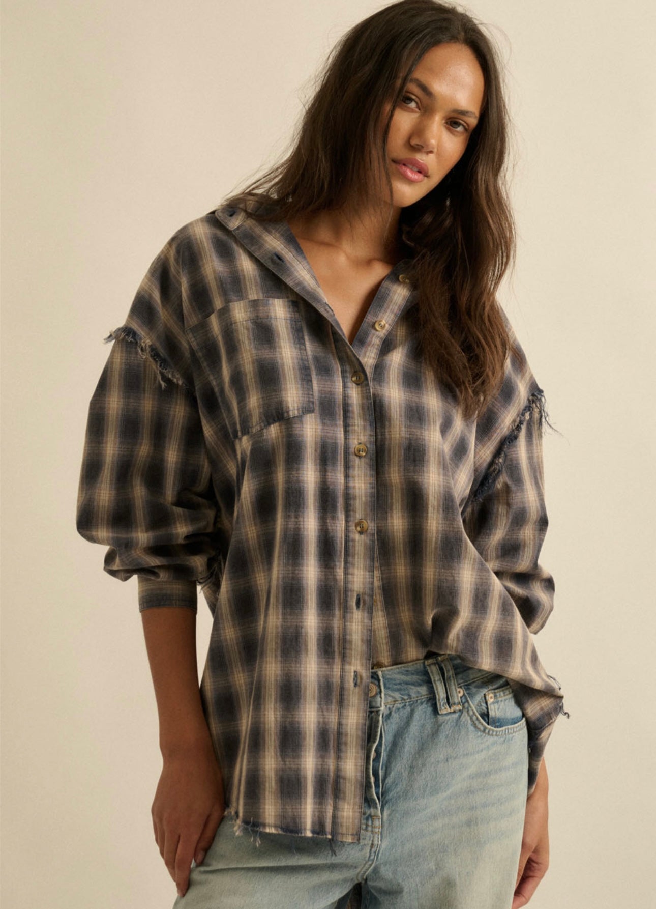 Vintage Blue Plaid Flannel