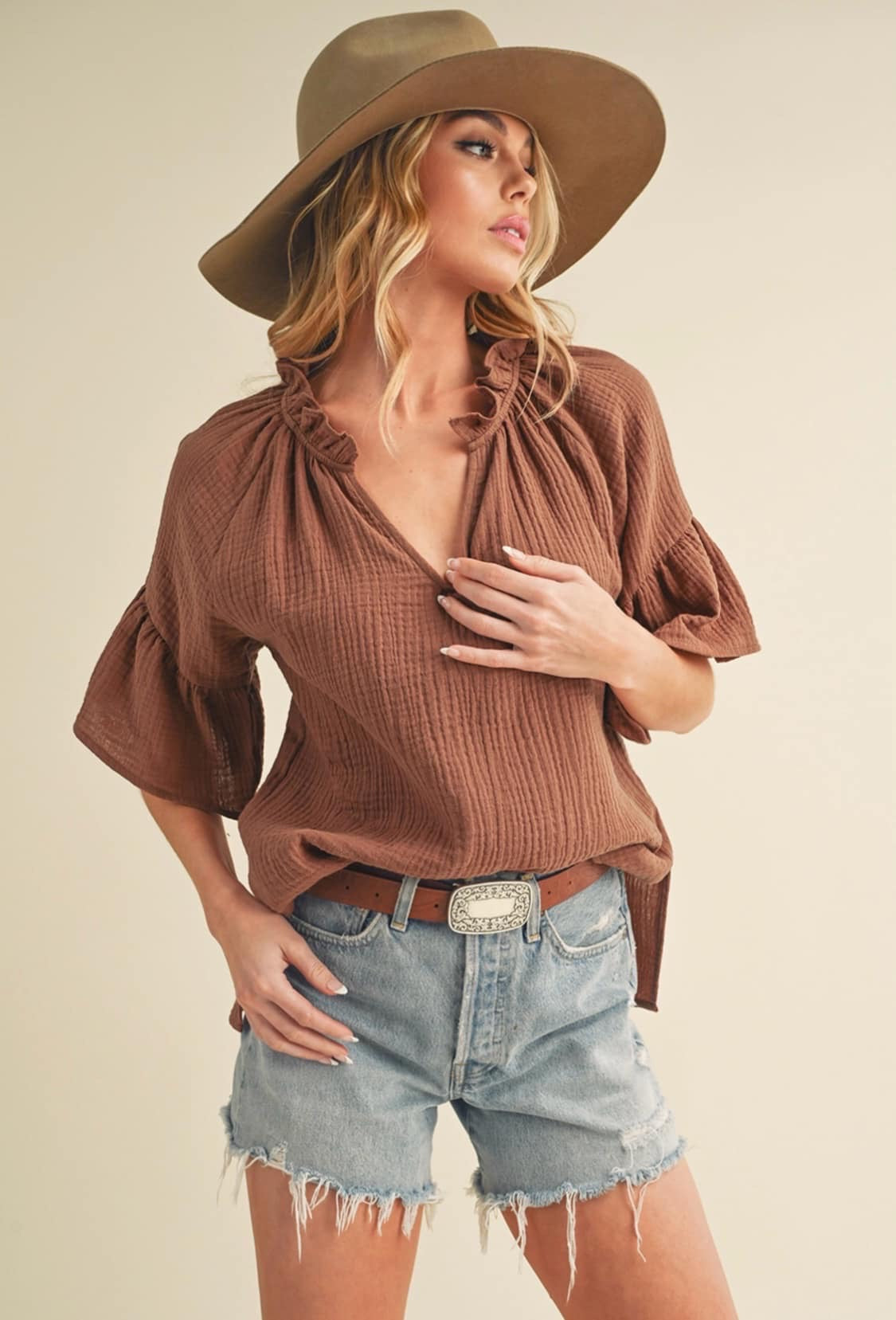 Rust Ruffle Top