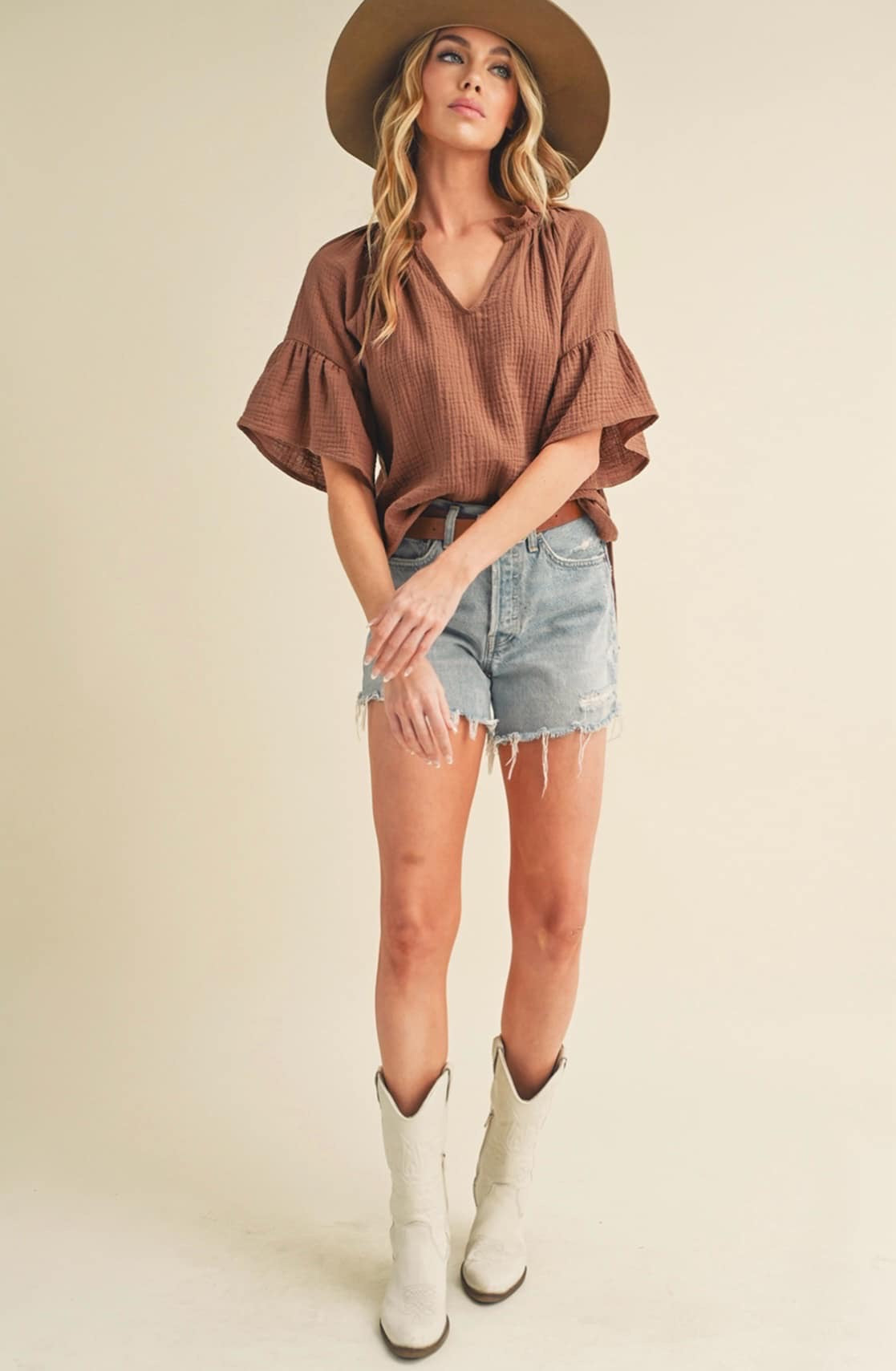 Rust Ruffle Top