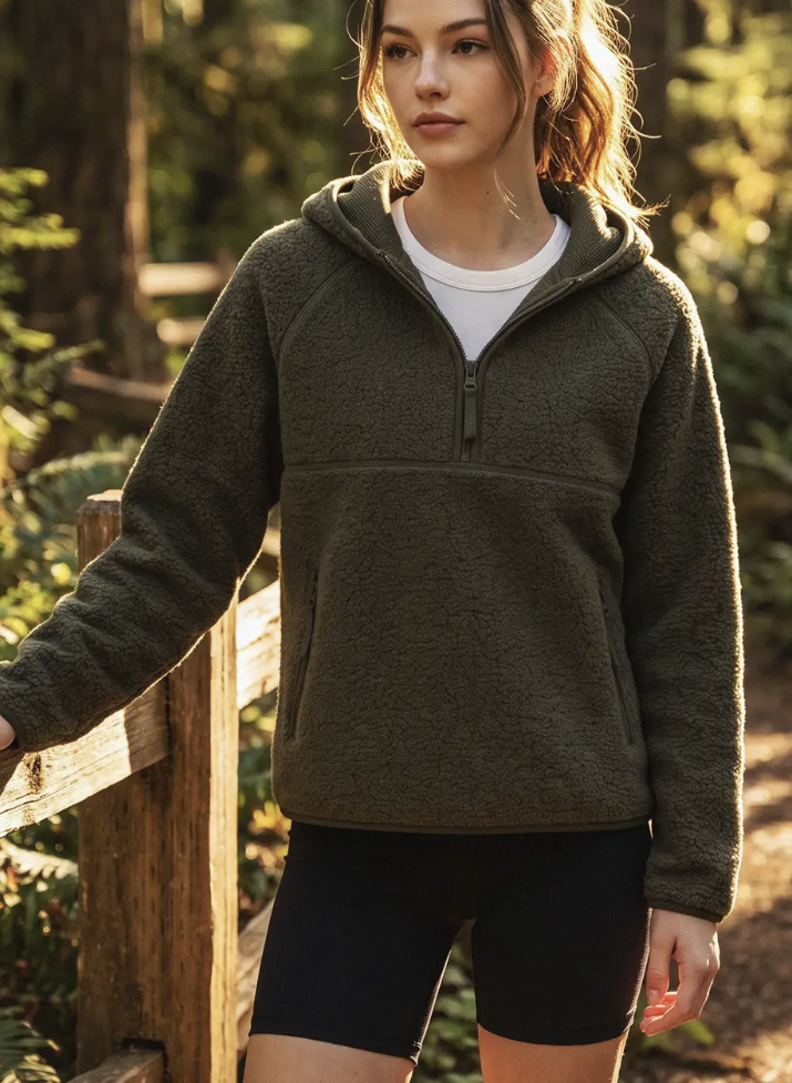 Olive Sherpa Sweatshirt