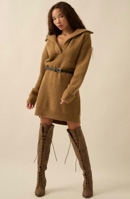 Caramel Sweater Dress