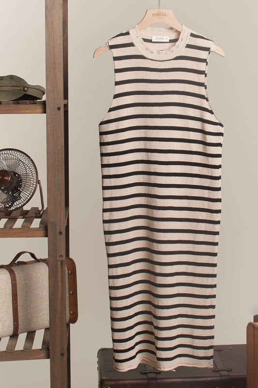 Striped Sleeveless Midi Dress