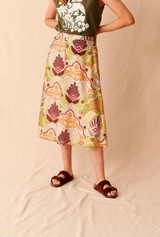 Sunset Printed Midi Skirt