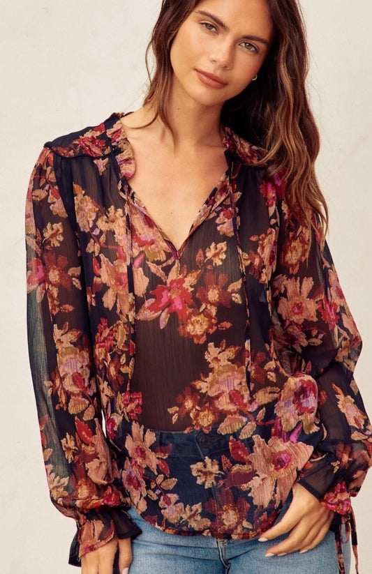 Burgundy Sheer Blouse