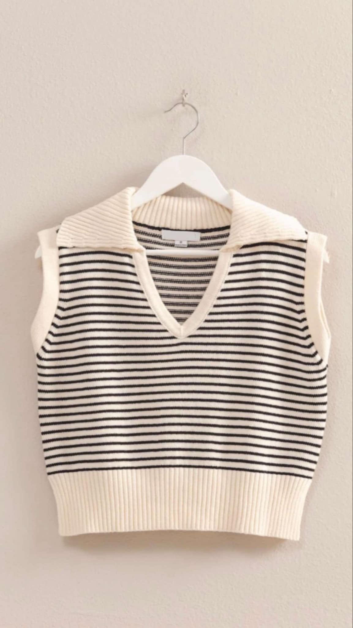 Oyster Stripped Collar Top