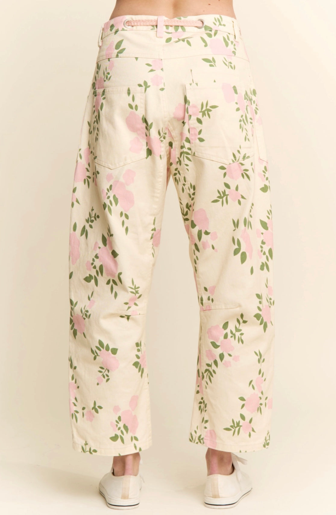 Floral Pink Barrel Pants