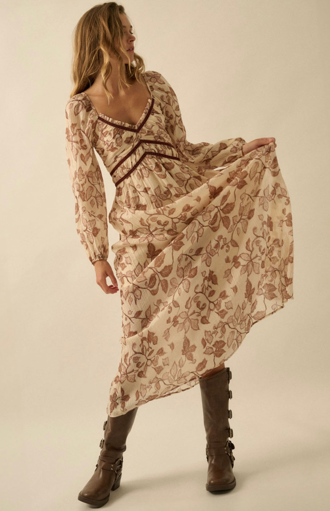 Felicity Floral Velvet Trimmed Dress