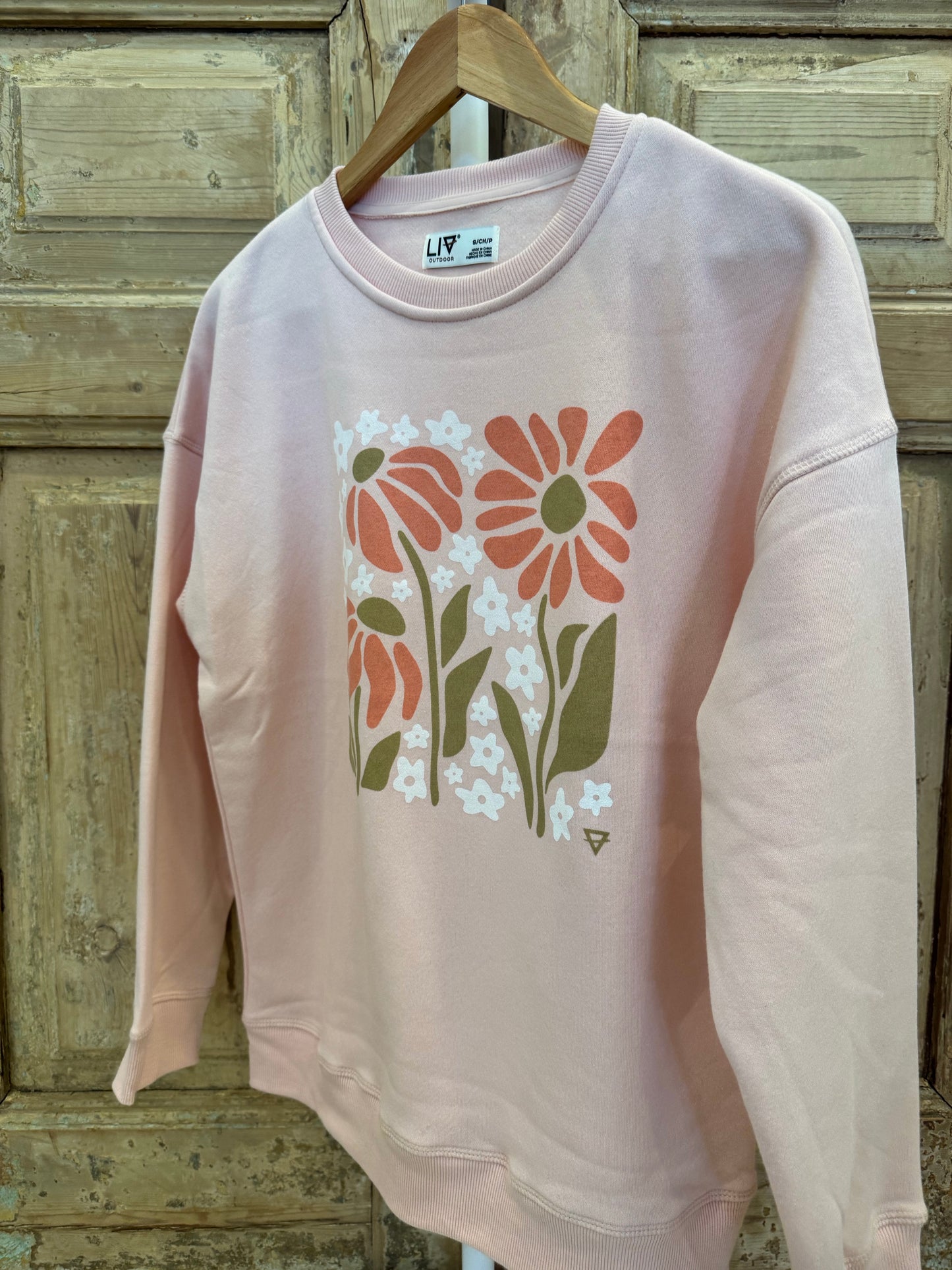 Pink floral crewneck