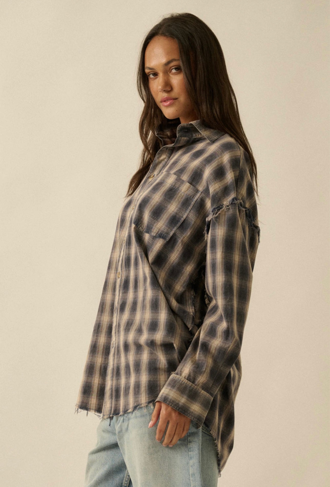 Vintage Blue Plaid Flannel