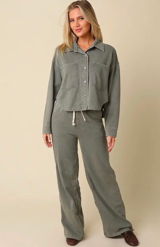 Olive Cropped Utility Jacket