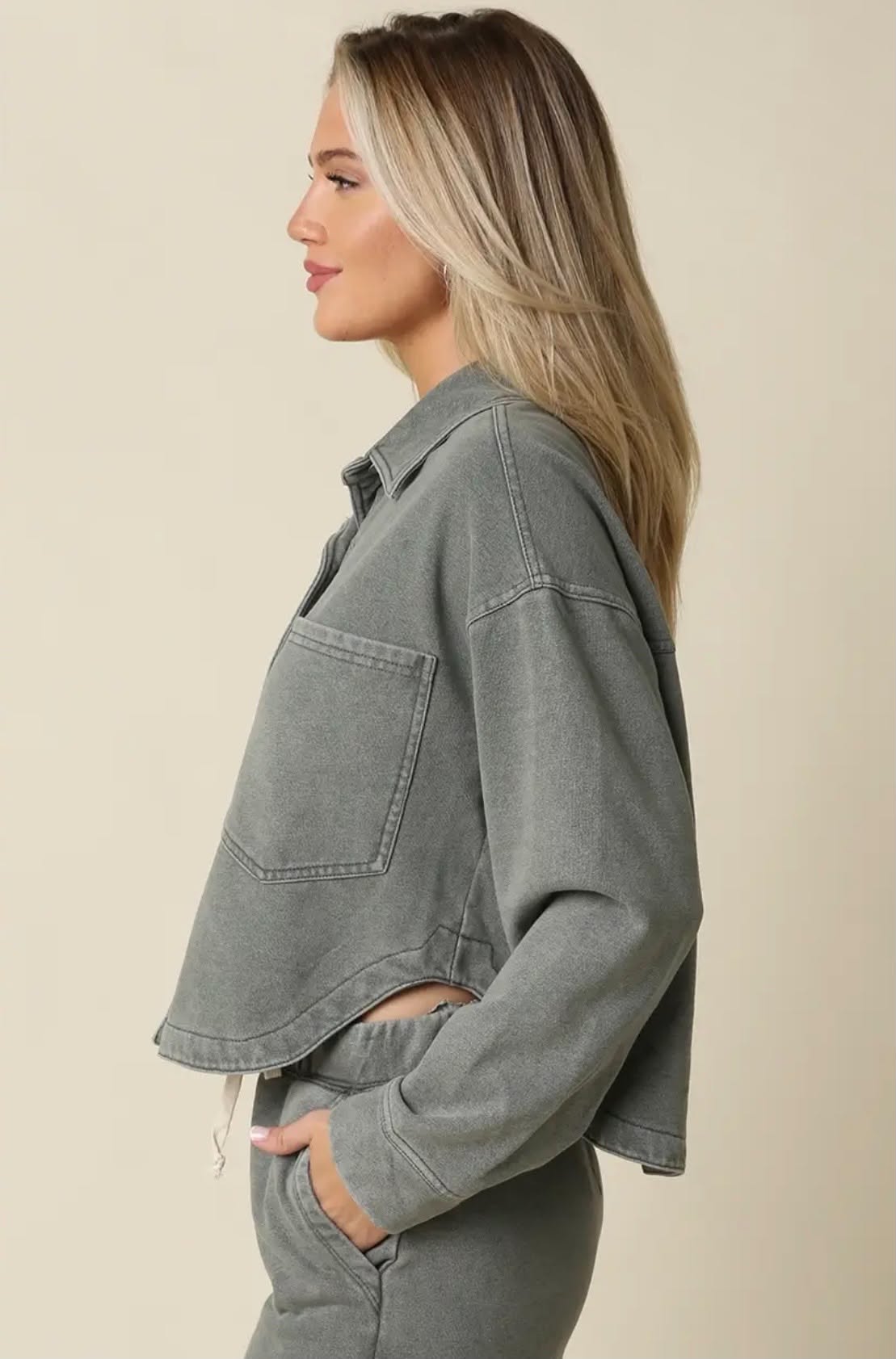 Olive Cropped Utility Jacket