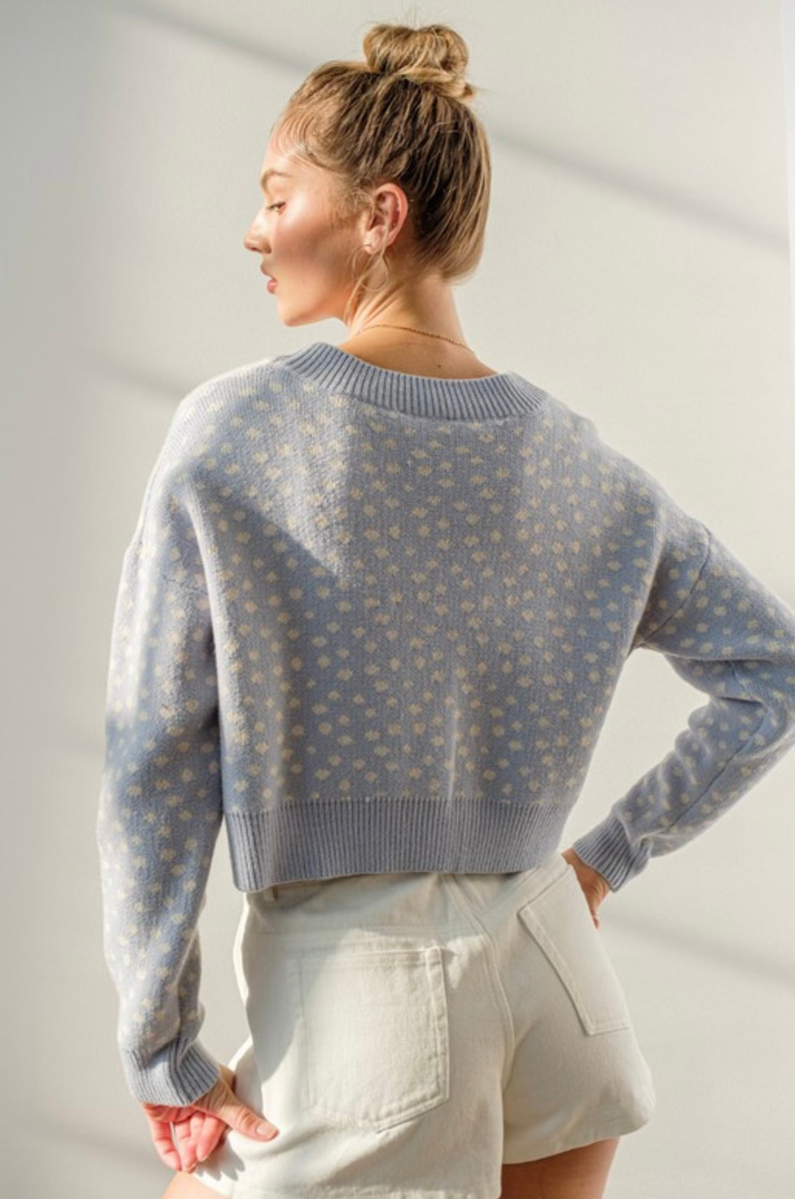 Martha Blue Button up Sweater