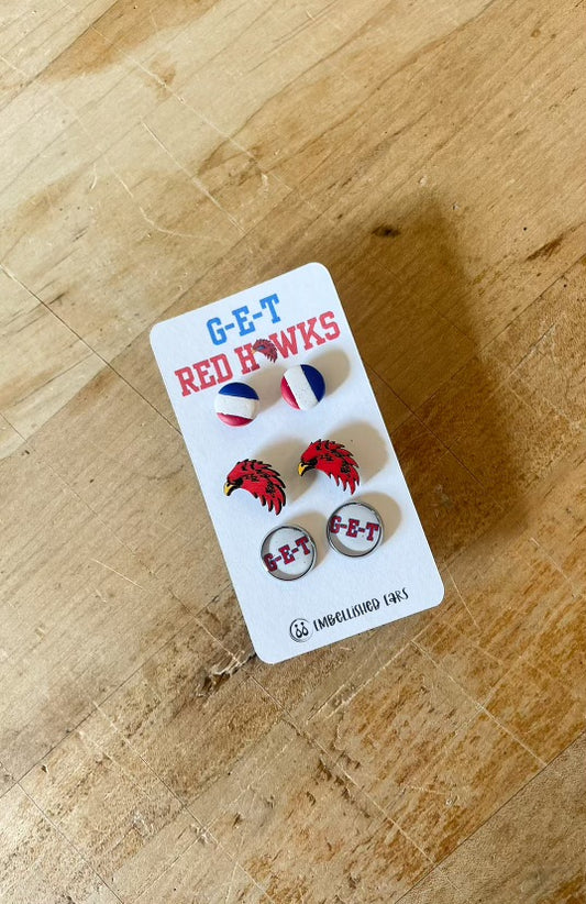 Red Hawk Earring 3-Pack