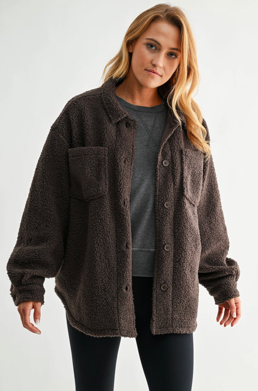 Espresso Sherpa Button Up