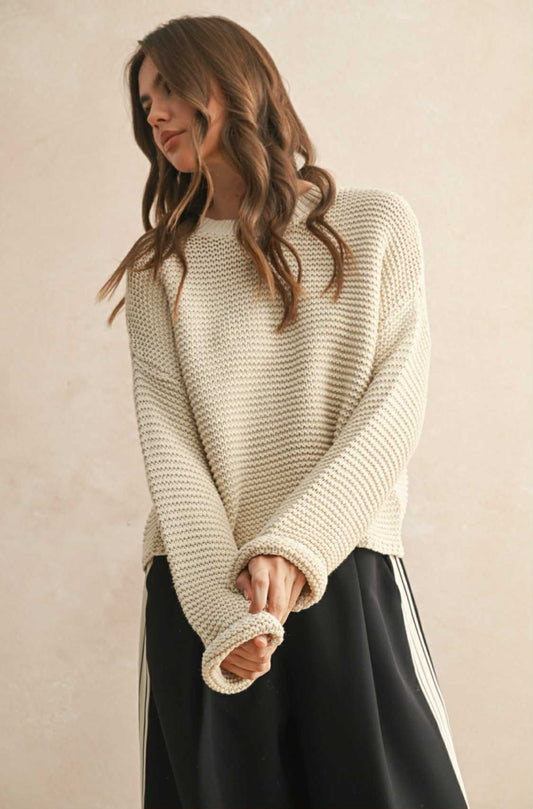 Cream Waffle Knit Sweater