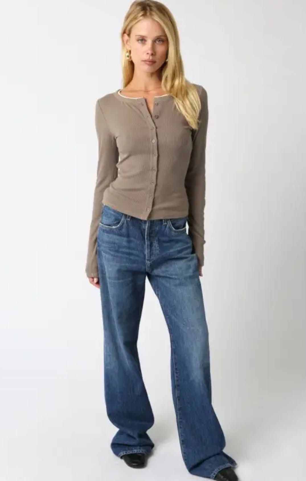 Truffle Brown Button Top