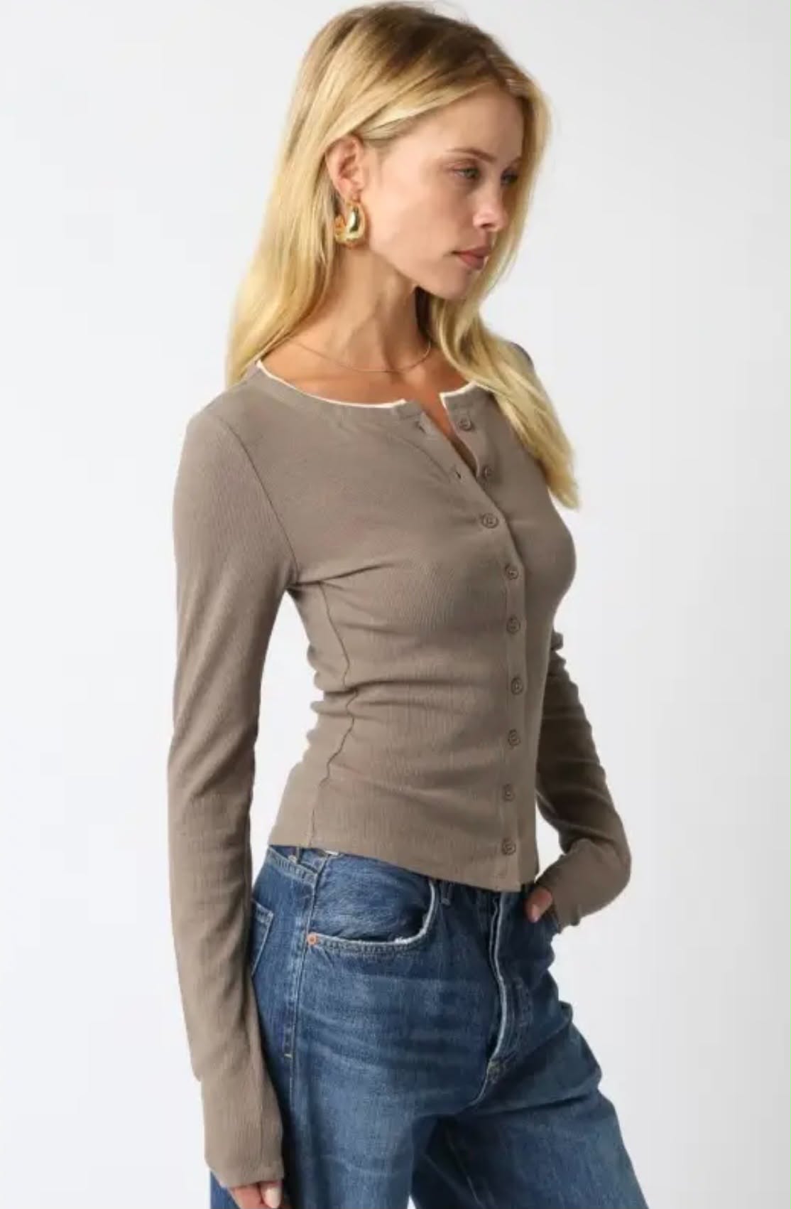 Truffle Brown Button Top