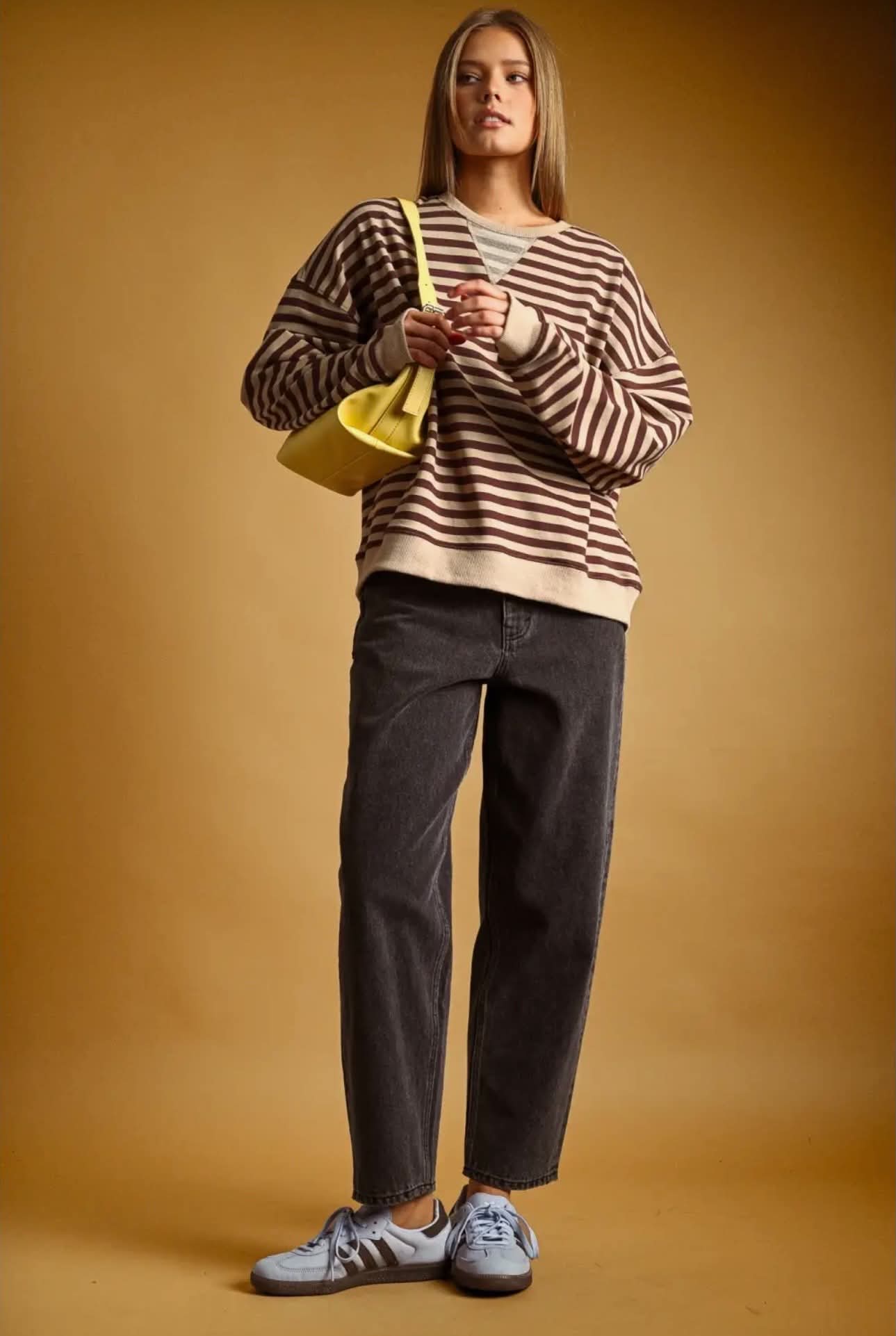 Brown Stripped Crewneck