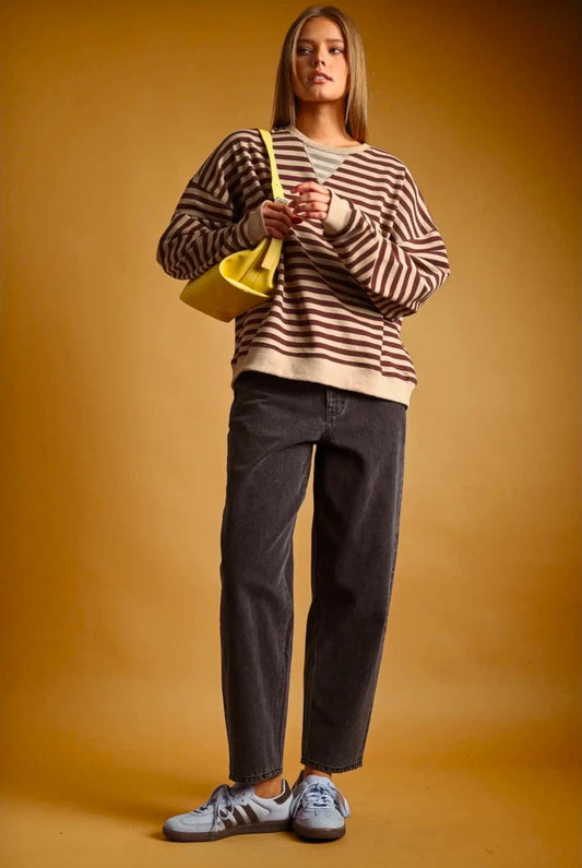 Brown Stripped Crewneck