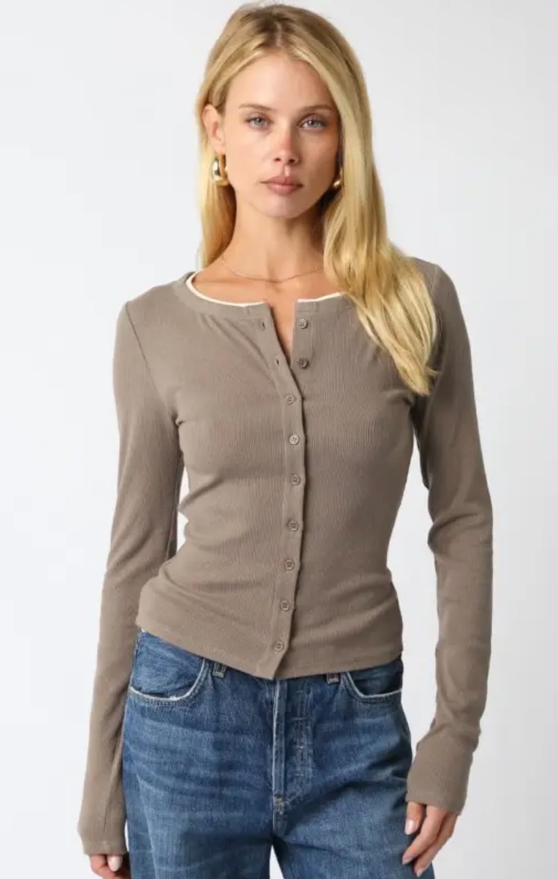 Truffle Brown Button Top