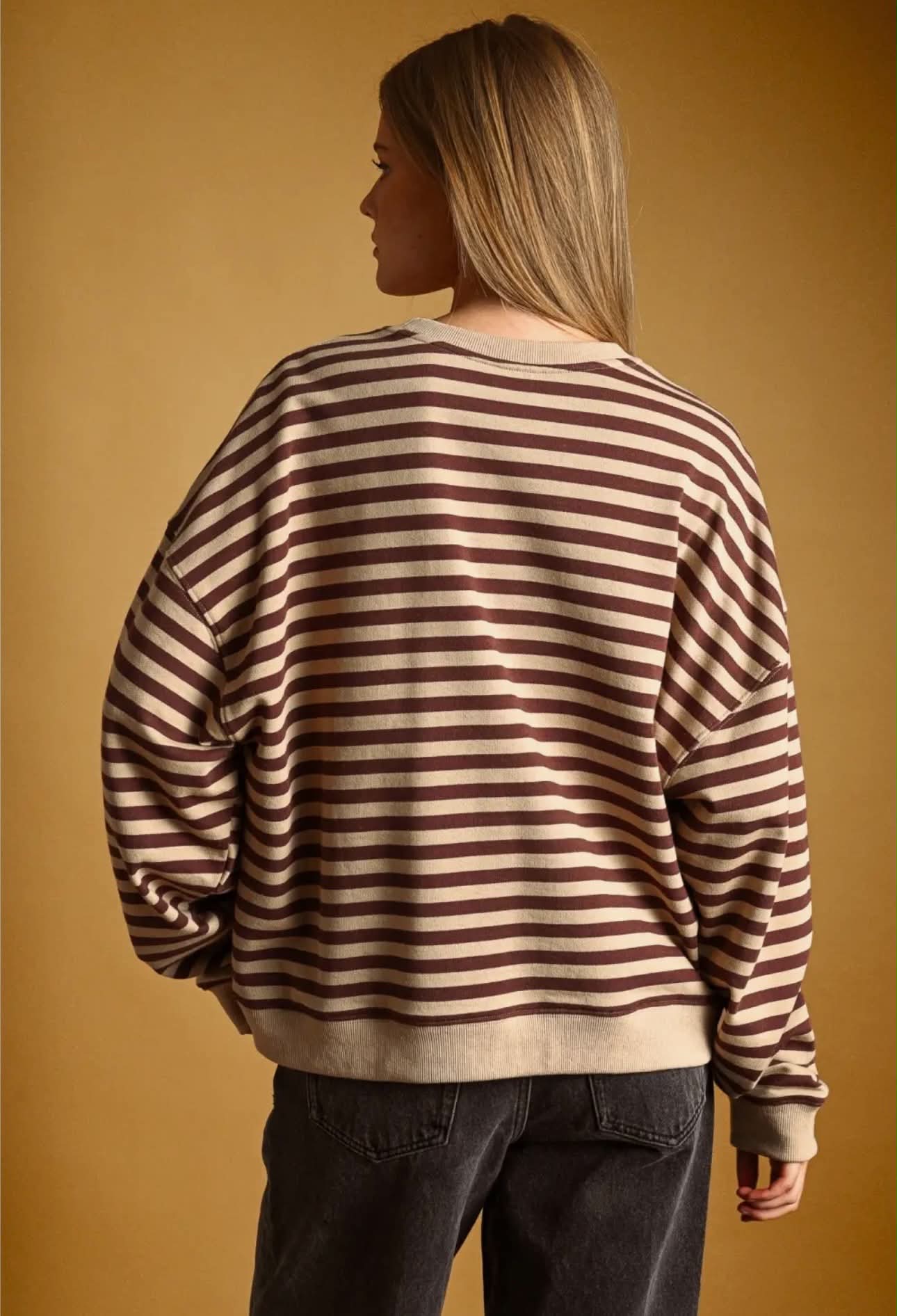 Brown Stripped Crewneck
