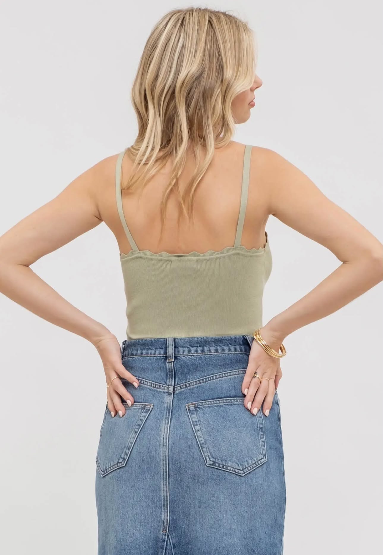 Sage Scalloped Tank