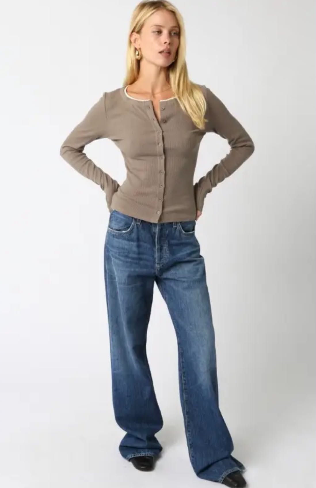 Truffle Brown Button Top