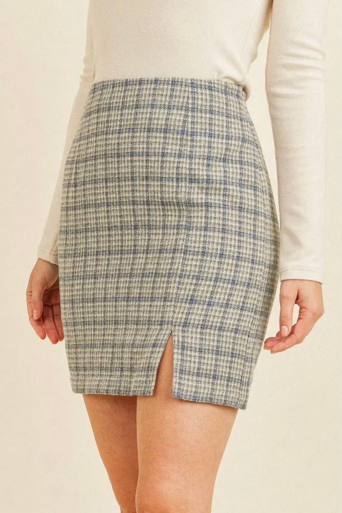 Blue Tone Plaid Skirt